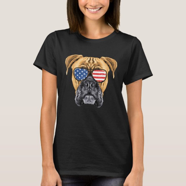 Camiseta Perro Boxer Hombres Mujeres Niños Bandera Estadoun (Anverso)