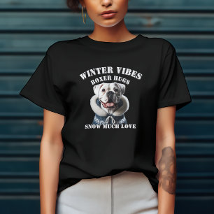 Camiseta Perro Boxer Nieve Mucho Amor