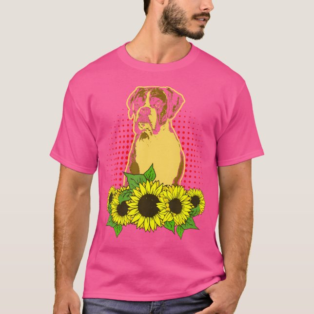 Camiseta Perro Boxer Sunflowers Cute Boxer Dog (Anverso)