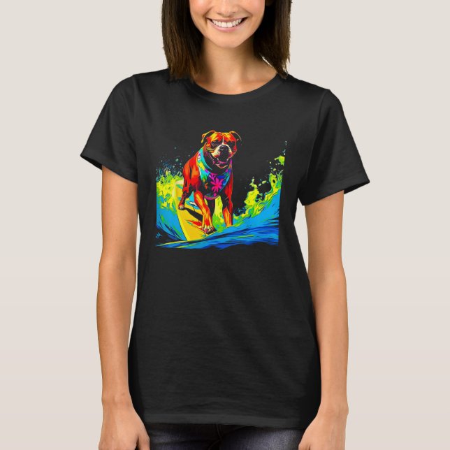 Camiseta Perro Boxer Surf Pop (Anverso)