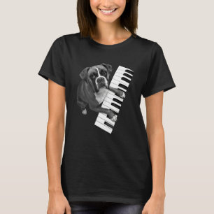 Camiseta Perro Boxer Tocando Piano Amante Perro Pianista