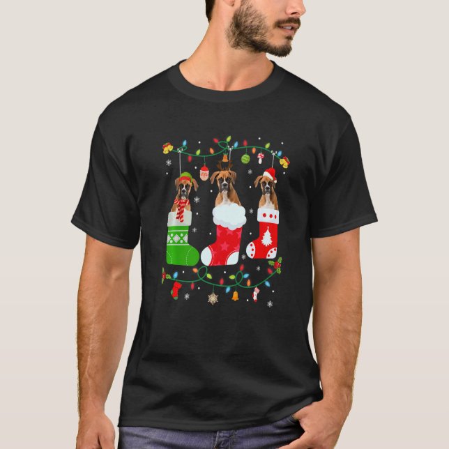 Camiseta Perro Boxer tres Navidades zafa Perro de Navidad d (Anverso)