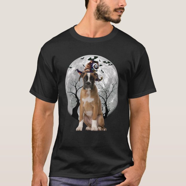 Camiseta Perro Boxer Y Perro De La Moon Halloween (Anverso)