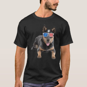 Camiseta Perro Boyero Australiano Bandera Americana De Esta