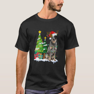 Camiseta Perro Boyero Australiano Sombrero de Santa Reno Na