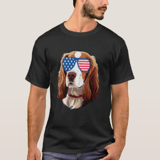 Camiseta Perro Brittany Spaniel Bandera Americana Patriótic