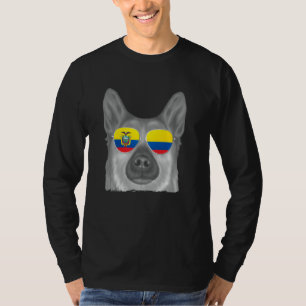 Camiseta Perro Buhund noruego gafas de sol con bandera ecua