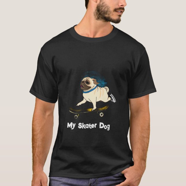 Camiseta Perro Buldog Skater, Su Pasiòn la Patineta ! (Anverso)