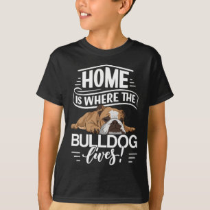 Camiseta Perro bulldog dice dónde vive el Bulldog inglés