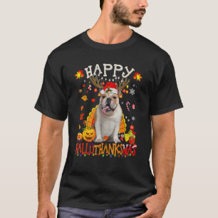 Camiseta Perro bulldog Feliz Hallothanksmas Halloween Thank