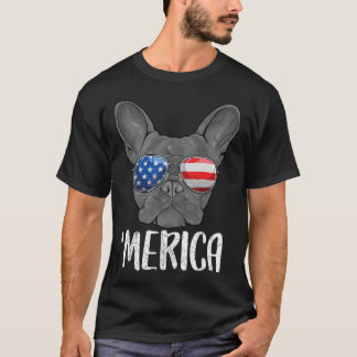 Camiseta Perro Bulldog Francés 4 De Julio Bandera Estadouni