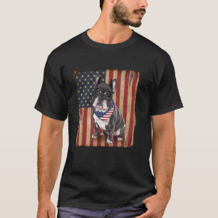 Camiseta Perro Bulldog Francés Americano Bandera Americana 
