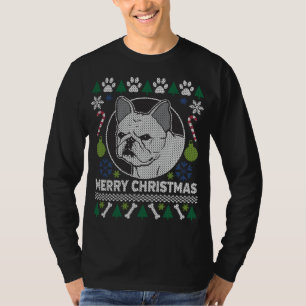 Camiseta Perro Bulldog francés engendra Navidades feos suét