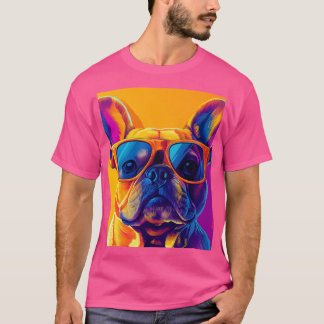Camiseta Perro bulldog francés genial con gafas de sol