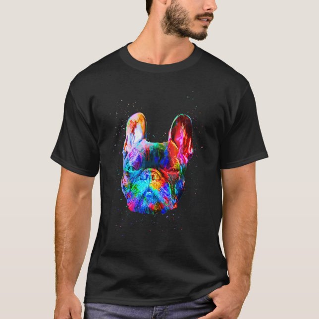 Camiseta Perro Bulldog Francés Geométrico Color Salpicadura (Anverso)