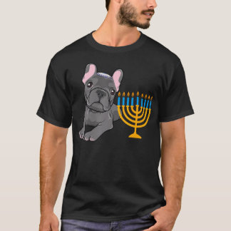 Camiseta Perro Bulldog Francés Judío Menorah Hanukka French