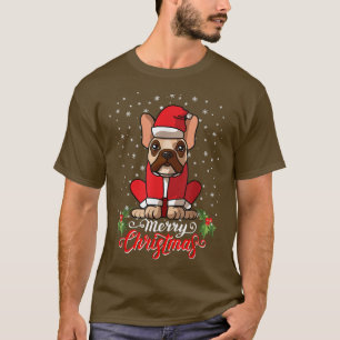Camiseta Perro Bulldog francés saluda Feliz Navidad Santa C