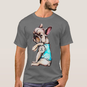 Camiseta Perro Bulldog francés tatuaje de perro yo amo el d