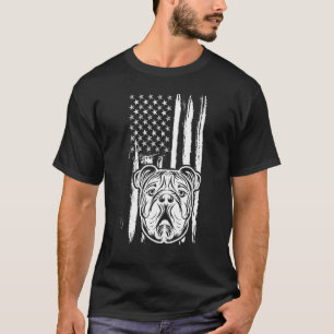 Camiseta Perro Bulldog Inglés Cute Bandera Estadounidense C