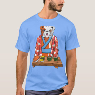 Camiseta Perro Bulldog inglés Kimono Kawaii japonés gourmet