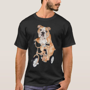 Camiseta Perro Bulldog inglés montando bicicleta perro perr