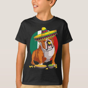 Camiseta Perro Bulldog inglés Sombrero Bandera de México Ci