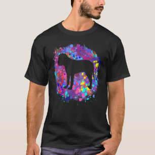 Camiseta Perro Bullmastiff Arte de Salpicaduras de Acuarela
