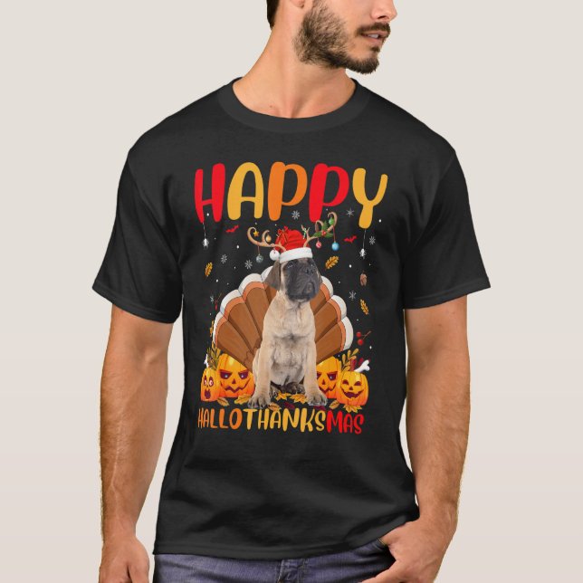 Camiseta Perro Bullmastiff Feliz Bullmastiff Hellothanksmas (Anverso)