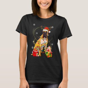 Camiseta Perro Bullmastiff Reno Santa Navidad Perros Paja