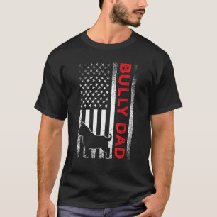 Camiseta Perro Bully o pitbull PAPÁ bandera americana vinta
