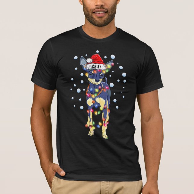 Camiseta Perro Cachorro Chihuahua de Luces de Navidad (Anverso)