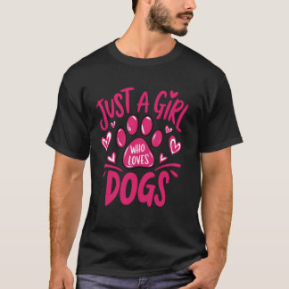 Camiseta Perro Cachorro Pata Rosa Divertido Solo una Chica