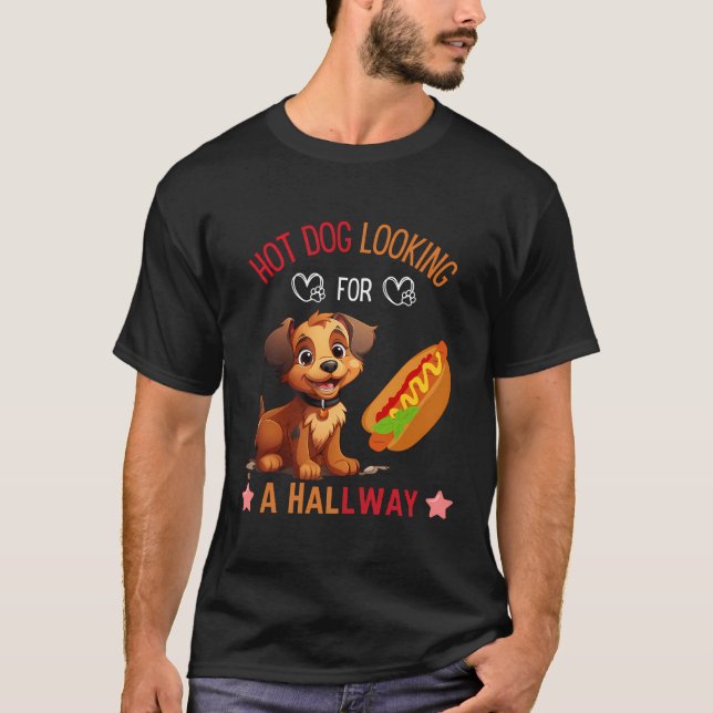 Camiseta Perro caliente buscando comida rápida en el callej (Anverso)