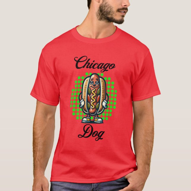 Camiseta Perro caliente de Chicago Arte Pop Retro (Anverso)