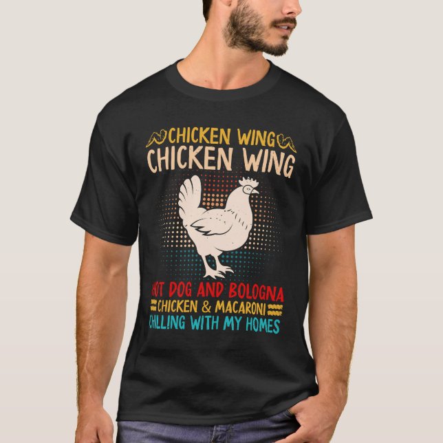 Camiseta Perro caliente de pollo de ala de pollo de pollo y (Anverso)