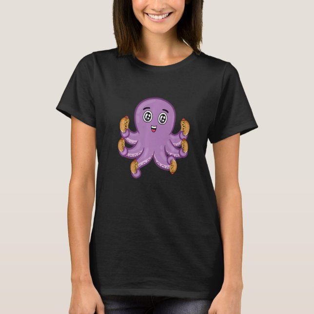 Camiseta Perro caliente de pulpo lindo (Anverso)