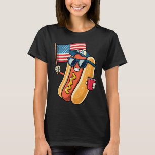 Camiseta Perro caliente del 4 de julio divertido cuarto de 