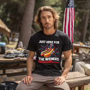 Camiseta Perro Caliente Del 4 De Julio Estoy Aquí Solo Por