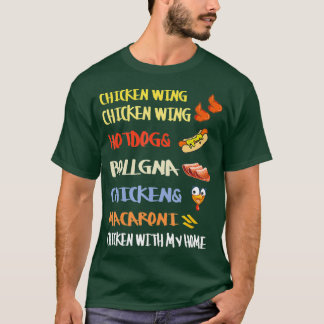 Camiseta Perro caliente del ala de pollo y Bolonia