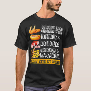 Camiseta Perro caliente del ala de pollo y Bolonia