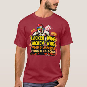 Camiseta Perro caliente del ala de pollo y Bolonia