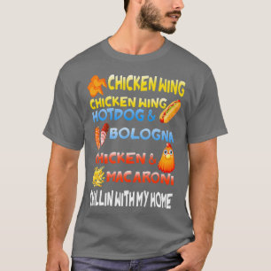 Camiseta Perro caliente del ala de pollo y Bolonia
