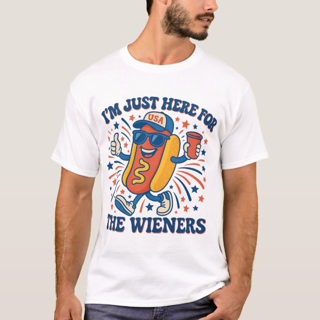 Camiseta Perro Caliente Estoy Acá Para Los Wieners 4 De Jul (Anverso)