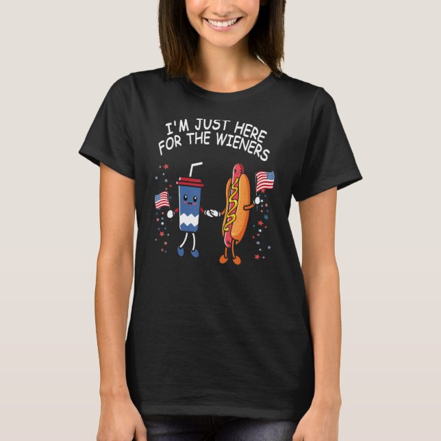 Camiseta Perro Caliente Estoy Acá Para Los Wieners Gracioso (Anverso)