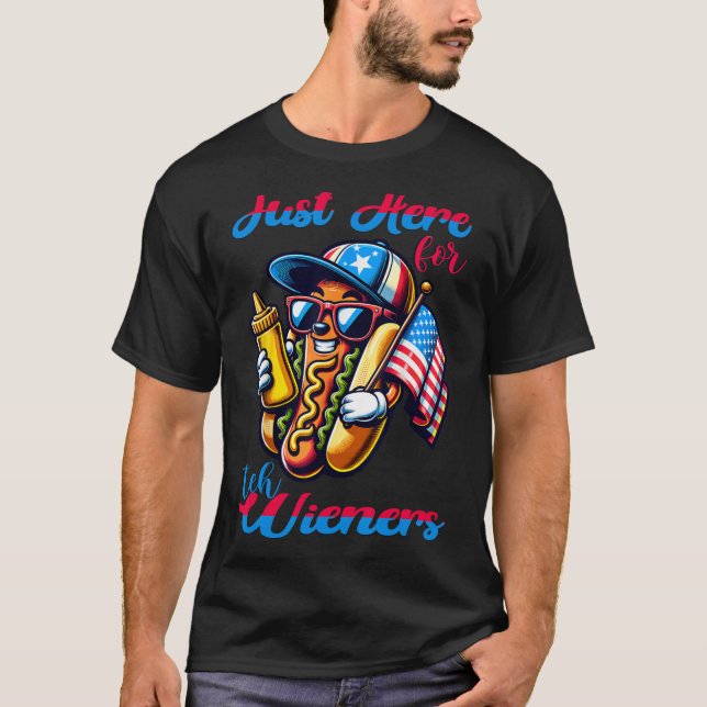Camiseta Perro caliente, estoy aquí para el 4 de julio (Anverso)