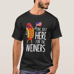 Camiseta Perro caliente gracioso que estoy aquí para el Wie