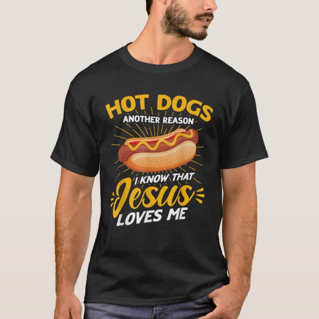 Camiseta Perro caliente Humor adulto Jesús me ama (Anverso)
