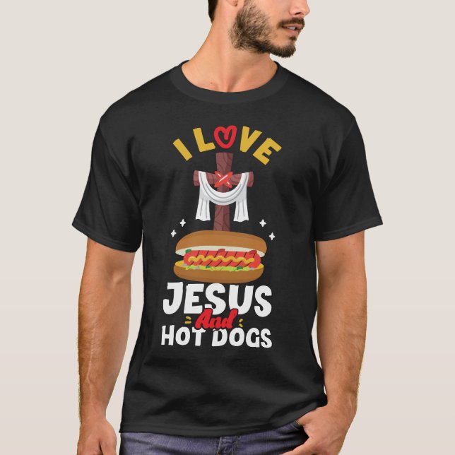 Camiseta Perro Caliente Me Encanta Jesús Y Perros Calientes (Anverso)