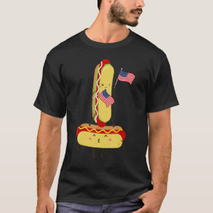 Camiseta Perro Caliente Montando Perro Caliente Bandera Ame