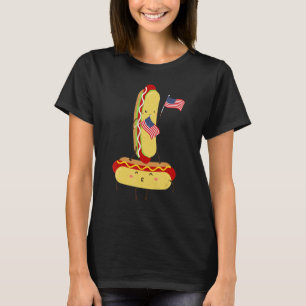Camiseta Perro Caliente Montando Perro Caliente Bandera Ame